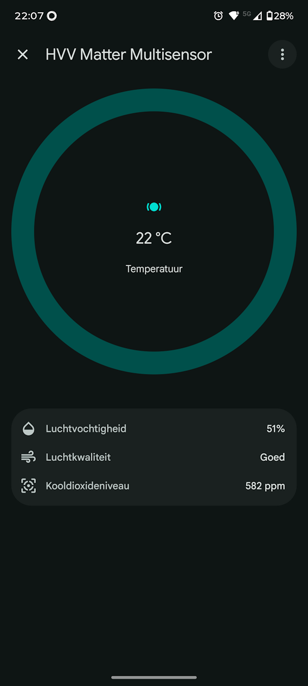 HVV Matter Multisensor met temperatuur luchtvochtigheid en CO2 in Google Home